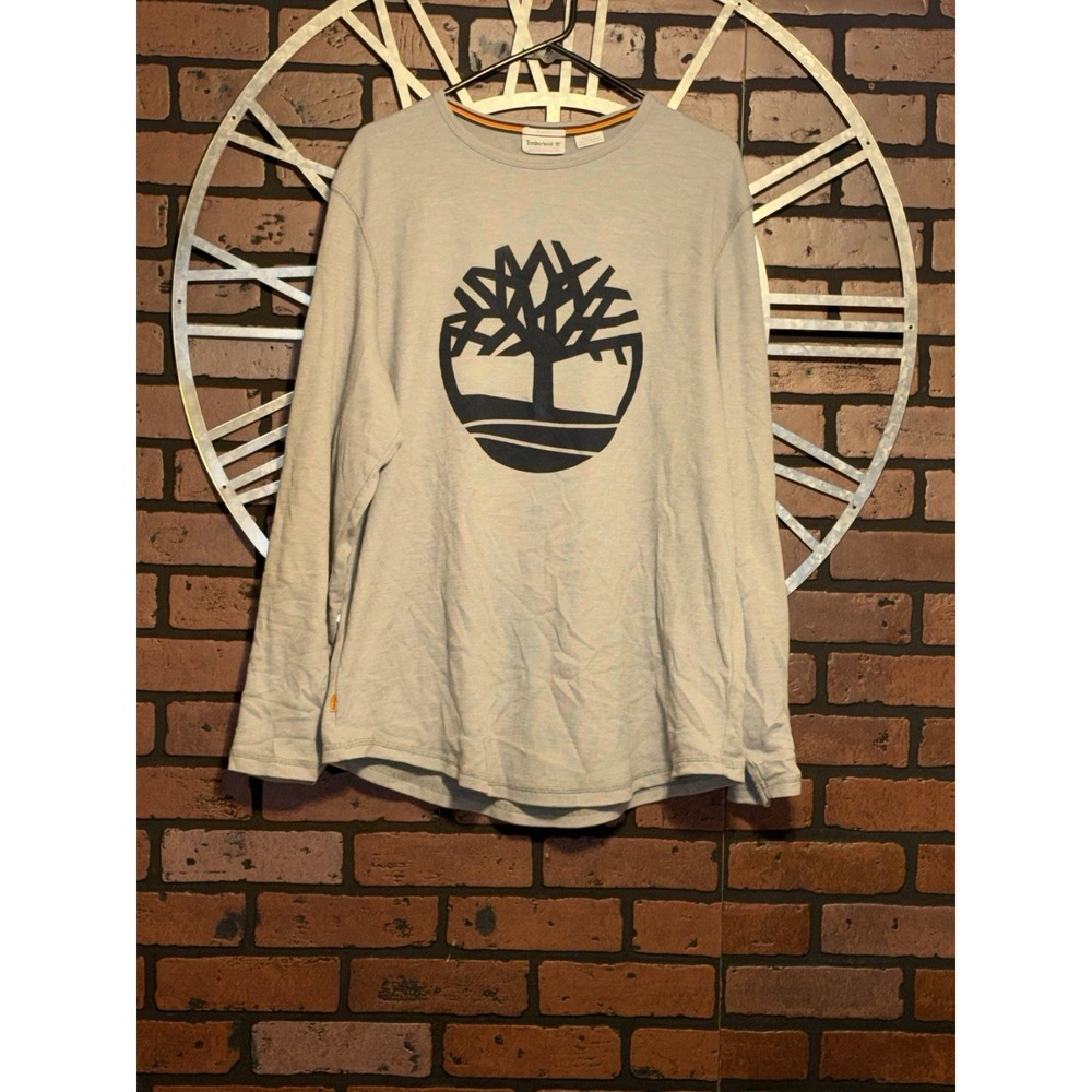 Men's Timberland Logo Long Sleeve Thermal Shirt Tan Size 2XL